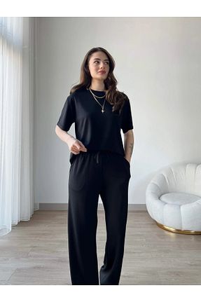 ست گرمکن مشکی زنانه Penye YAKAMEL - کد 926700480