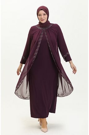 لباس مجلسی حجاب زرشکی زنانه رگولار sefamerve - کد 926731055