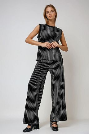 ست بالاتنه و پائین تنه مشکی زنانه بافتنی VAGGON - کد 926680095