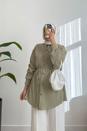 پیراهن حجاب سبز زنانه اورسایز poplin - کد 926719514