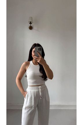 بلوز سفید زنانه ساده Fistan Byn Melisa - کد 926714476