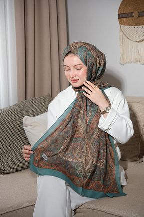 شال سبز زنانه پنبه ای Baştacı - کد 856080480