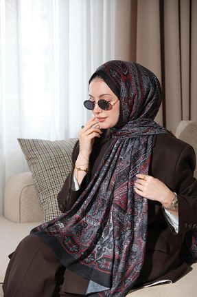شال طوسی زنانه پنبه ای Baştacı - کد 884970875