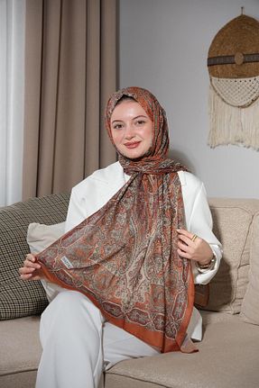 شال قهوه ای زنانه پنبه ای Baştacı - کد 865511364