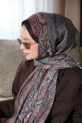 شال قهوه ای زنانه پنبه ای Baştacı - کد 856080331