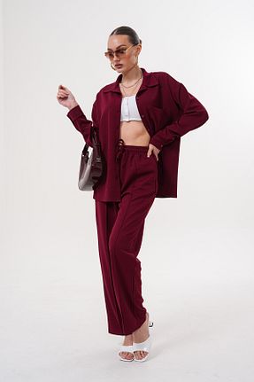 ست بالاتنه و پائین تنه زرشکی زنانه بافت Miss Dünya Lissa - کد 926756788