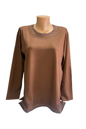 بلوز قهوه ای زنانه ساده BURSPA - کد 926750896