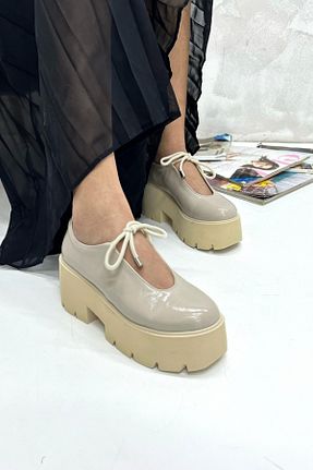 کفش لوفر بژ زنانه چرم لاکی inizio - کد 925423798