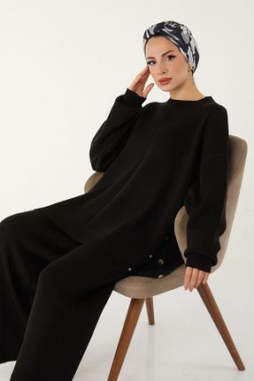 ست بالاتنه و پائین تنه مشکی زنانه بافتنی TOFİSA - کد 926751984