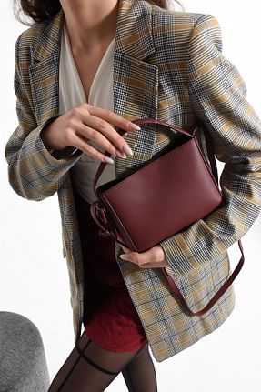 کیف پستچی زرشکی زنانه چرم مصنوعی BAGS - کد 926751698