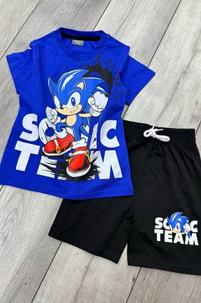 ست بالاتنه و پائین تنه آبی بچه گانه بافتنی Sonic - کد 926758729
