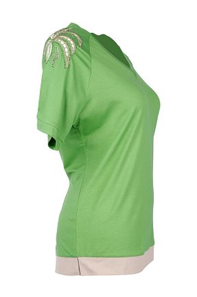 تیشرت سبز زنانه یقه هفت Vedi - کد 906094719
