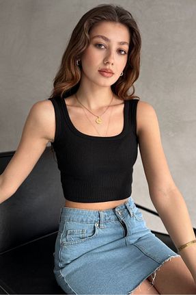 رکابی مشکی زنانه یقه مربعی sportiness - کد 926823002