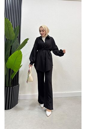 ست بالاتنه و پائین تنه حجاب مشکی زنانه گشاد BRN IŞIK TESETTÜR - کد 926818953