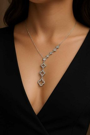 گردنبند استیل ( فولاد ) طوسی زنانه سنگ Anziano bijuteri - کد 926855915