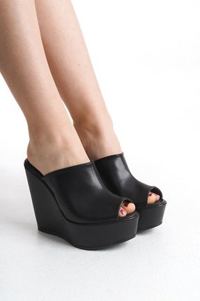 دمپائی مشکی زنانه چرم لاکی owwox club - کد 665743271