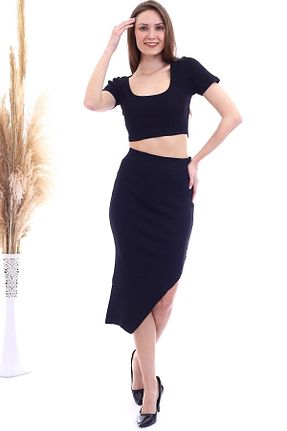 ست بالاتنه و پائین تنه مشکی زنانه بافت bacc - کد 926874070