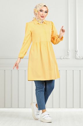 تونیک حجاب زرد زنانه ویسکون ModaMerve - کد 926904210