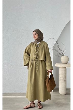 ست بالاتنه و پائین تنه حجاب سبز زنانه گشاد YS BUTİK - کد 926897767