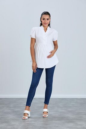 پیراهن بارداری سفید زنانه رگولار Işşıl - کد 926901250