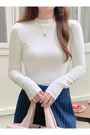 بلوز سفید زنانه ساده LADY HAZAL - کد 857930099