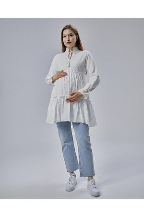 تونیک بارداری سفید زنانه بافتنی Işşıl - کد 926935054