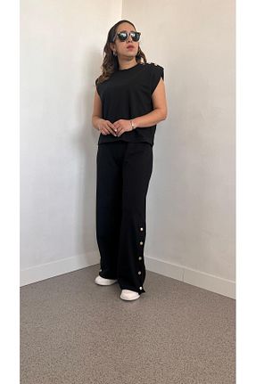 ست بالاتنه و پائین تنه مشکی زنانه بافتنی Gizybutik - کد 926934916