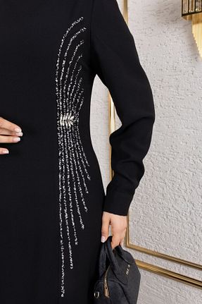لباس مجلسی حجاب مشکی زنانه یقه ایستاده Elif Artar - کد 926959804