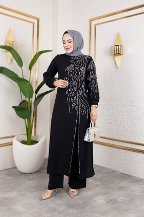 لباس مجلسی حجاب مشکی زنانه یقه ایستاده Elif Artar - کد 926957259