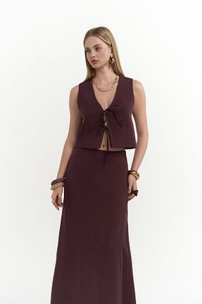 ست بالاتنه و پائین تنه زرشکی زنانه MAİ COLLECTİON - کد 926942462