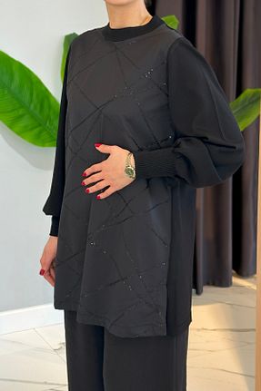 تونیک حجاب مشکی زنانه مخلوط پلی استر Nuss - کد 926945096