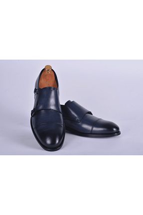 کفش کلاسیک سرمه ای مردانه چرم خالص Cengizhan Baybars - کد 926950999