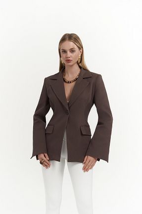 کت بلیزر قهوه ای زنانه پلی استر BOHEMAİ - کد 926961299