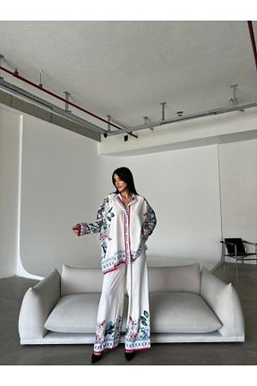 ست بالاتنه و پائین تنه سفید زنانه بافتنی BRGCLOTHING - کد 834825117