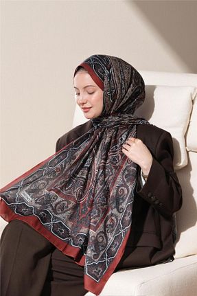 شال قهوه ای زنانه پنبه ای Baştacı - کد 868081704