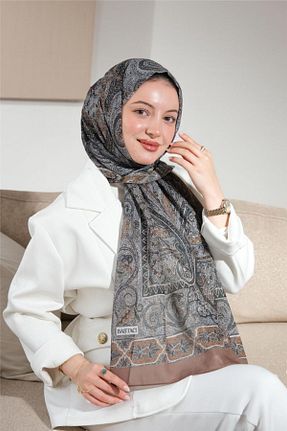 شال قهوه ای زنانه پنبه ای Baştacı - کد 868081697