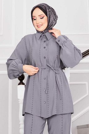 ست بالاتنه و پائین تنه طوسی زنانه بافتنی EBRUTESETTÜR - کد 926999194