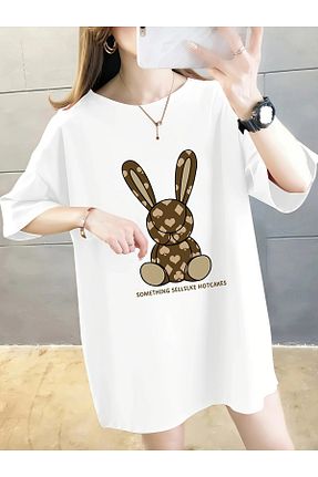 تیشرت سفید زنانه اورسایز LAND MODA - کد 927040991