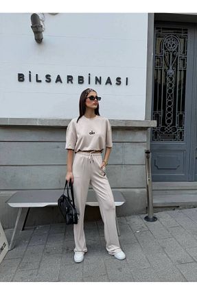 ست بالاتنه و پائین تنه نباتی زنانه بافت Abalı - کد 927077555
