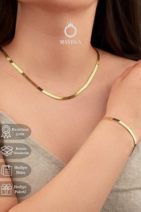 ست استیل زرد زنانه استیل ضد زنگ MAVEGA - کد 927077655