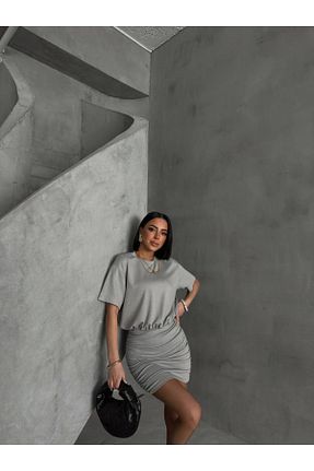 لباس طوسی زنانه بافتنی alenmoda - کد 925211649
