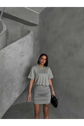 لباس طوسی زنانه بافتنی alenmoda - کد 925211649