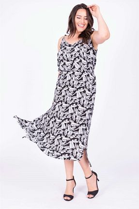 لباس سایز بزرگ مشکی زنانه ویسکون Myline - کد 16178509