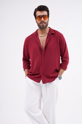 پیراهن زرشکی مردانه اورسایز SKYMOOD - کد 248220893