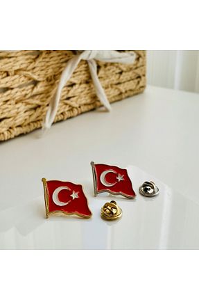 سنجاق سینه قرمز زنانه فلزی RENKLİ BROŞLAR - کد 834040798