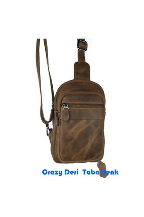 کیف پستچی قهوه ای زنانه چرم خالص MÇ DERİ - کد 927233821