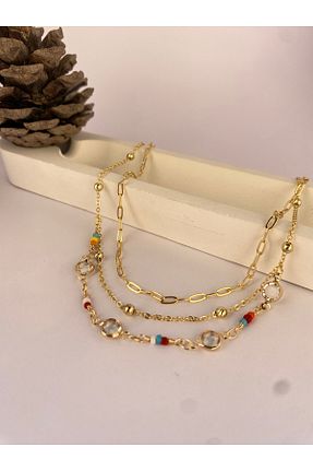 گردنبند استیل ( فولاد ) زرد زنانه استیل ضد زنگ byozgesubasi - کد 927161586