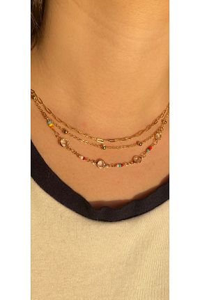 گردنبند استیل ( فولاد ) زرد زنانه استیل ضد زنگ byozgesubasi - کد 927161586