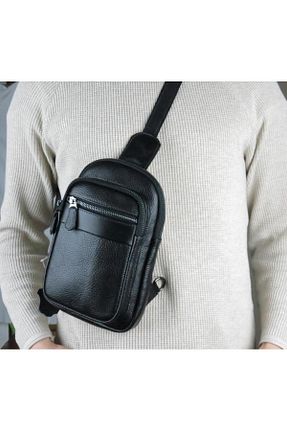 کیف پستچی مشکی زنانه چرم خالص MÇ DERİ - کد 927233886