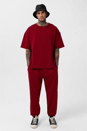 ست بالاتنه و پائین تنه زرشکی زنانه بافتنی İLKCET MODA - کد 927175696